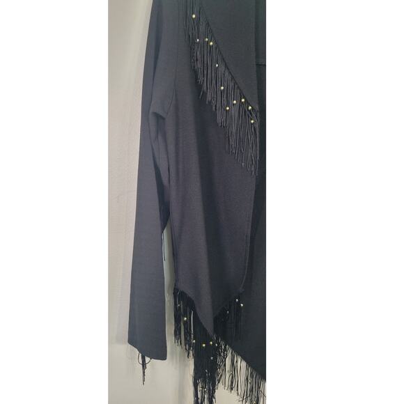 Oh My Love Kimono Black Fringe Size Small Cowgirl Western Boho Rock Goth Kimono - Picture 6 of 11